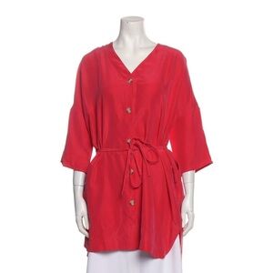 Equipment Pink Silk V-Neck Tunic - XS - NWOT